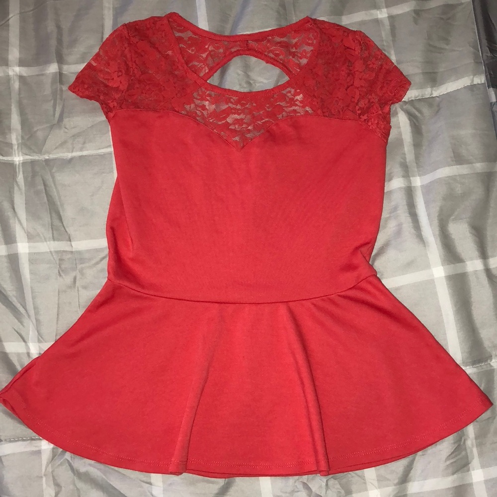 Dark Orange Peplum Shirt